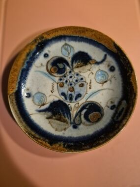 Hand-Painted Blue Floral Ceramic Wall Plate